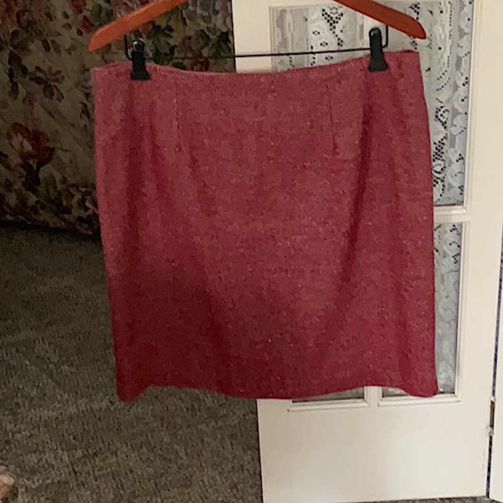 J.G. HOOK DEEP PINK HERRINGBONE PENCIL SKIRT - SIZE 16